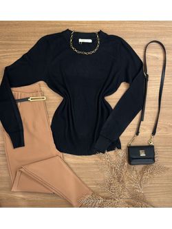 Blusa Tricô Sueter Preto - LOJA ANDRESSA FREITAS