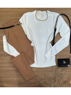 Blusa Tricô Sueter Branco - LOJA ANDRESSA FREITAS