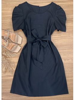 Vestido Curto Linho Preto 