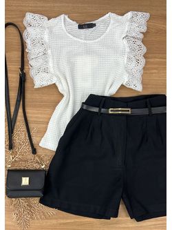 Blusa Manga Guipir Branca