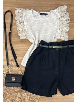 Blusa Manga Guipir Bege
