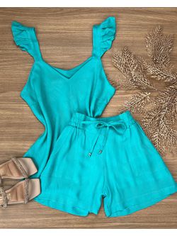 Conjunto Alça Babadinho Azul