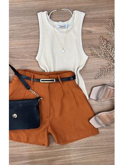 Blusa Regata Canelada Bege