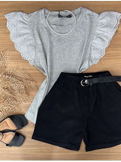 Blusa com Manga Laise Cinza 