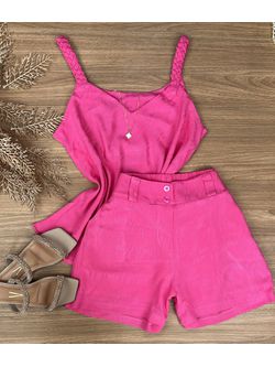 Conjunto Alça Trançada Rosa - LOJA ANDRESSA FREITAS