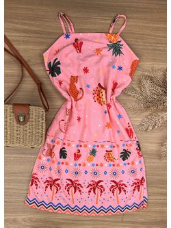 Vestido Curto Estampa Farm Rosa