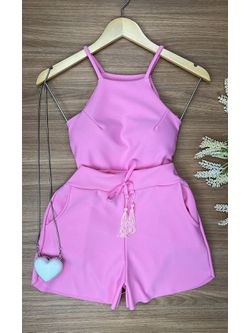 Conjunto Neoprene Blusa e Short Rosa - LOJA ANDRESSA FREITAS