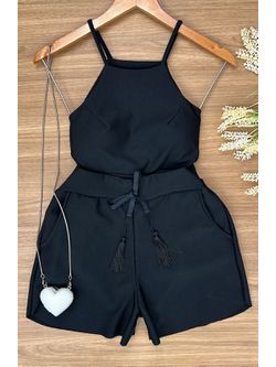 Conjunto Neoprene Blusa e Short Preto - LOJA ANDRESSA FREITAS
