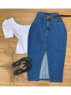 Saia Midi Jeans