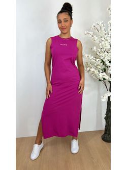 Vestido T-shirt Regata Midi Fucsia