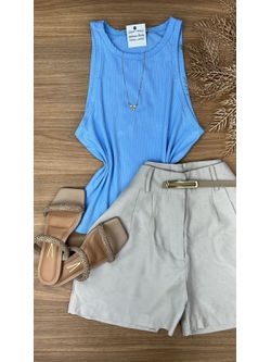 Blusa Regata Canelada Azul