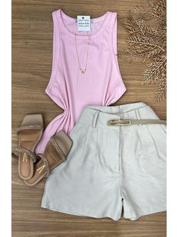 Blusa Regata Canelada Rosa