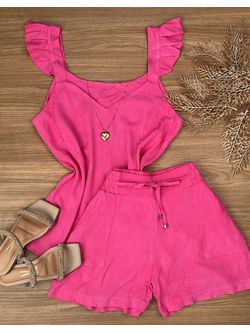 Conjunto Alça Babadinho Rosa - LOJA ANDRESSA FREITAS
