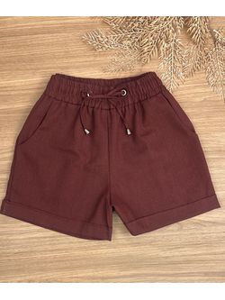 Short Boxer Linho Marrom Escuro