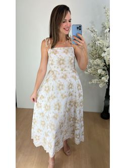 Vestido Midi Bordado Branco