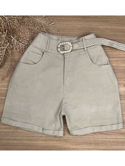 Short Sarja Cenoura Com Cinto Bege