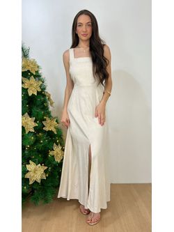 Vestido Longo Linho Cru