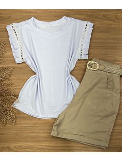Blusa Manga Guipir Branca
