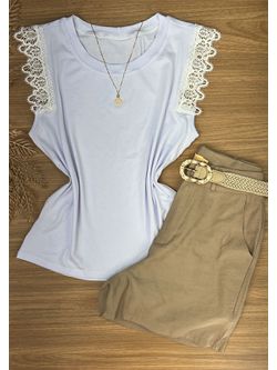 Blusa Manga Detalhe Guipir Branca