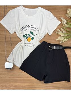 Blusa Tee Shirt Estampa Limão Off White - LOJA ANDRESSA FREITAS