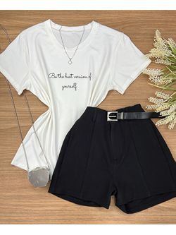Blusa Tee Shirt Frase Off White - LOJA ANDRESSA FREITAS