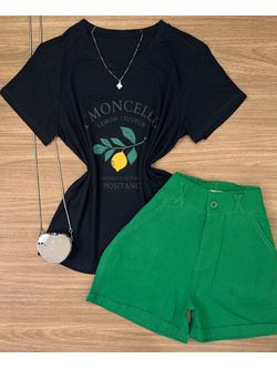Blusa Tee Shirt Estampa Limão Preta - LOJA ANDRESSA FREITAS