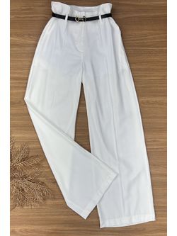 Calça Wide Leg Alfaiataria Off White