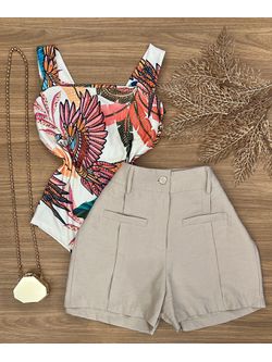 Short Alfaiataria Bege - LOJA ANDRESSA FREITAS