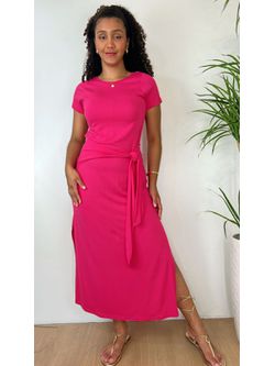 Vestido Malha com Amarração Pink 