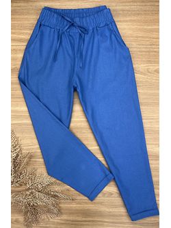 Calça Jogger Linho Azul - LOJA ANDRESSA FREITAS