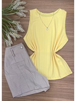 Blusa Canelada Regata Amarela