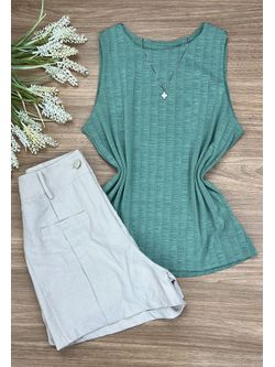 Blusa Canelada Regata Verde Claro