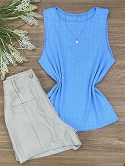 Blusa Canelada Regata Azul