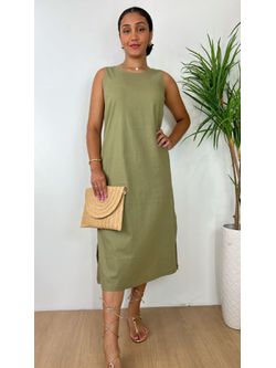 Vestido Linho Midi Verde - LOJA ANDRESSA FREITAS