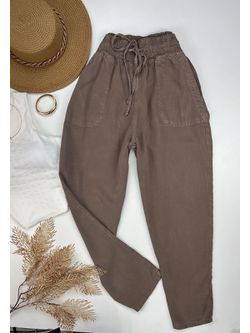 Calça Jogger Tencel Bege Escuro