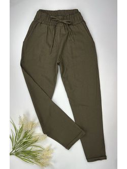 Calça Jogger Linho Verde Militar - LOJA ANDRESSA FREITAS