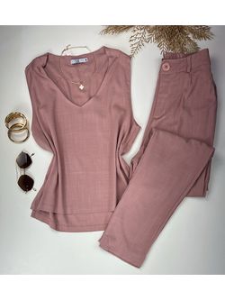 Conjunto Viscolinho com Elastano Rosé - LOJA ANDRESSA FREITAS