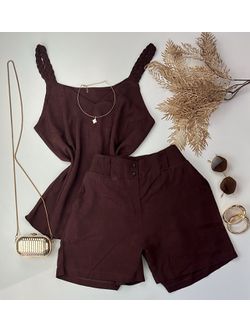 Conjunto Alça Trançada Marrom - LOJA ANDRESSA FREITAS