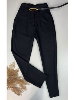 Calça Inspiração Zara Alfaiataria com Cinto Preta - LOJA ANDRESSA FREITAS