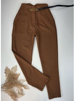 Calça Inspiração Zara Alfaiataria com Cinto Marrom - LOJA ANDRESSA FREITAS
