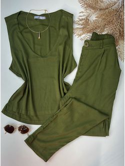 Conjunto Viscolinho com Elastano Verde Militar - LOJA ANDRESSA FREITAS