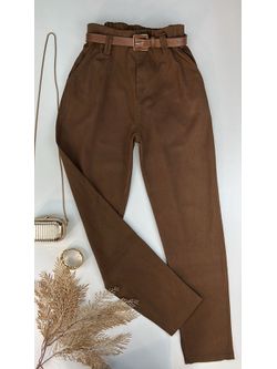 Calça Cenoura Com Cinto Encapado Terra Cota