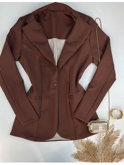 Blazer Alongado Alfaiataria Marrom - LOJA ANDRESSA FREITAS