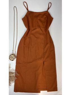 Vestido Mid Linho Terra Cota 
