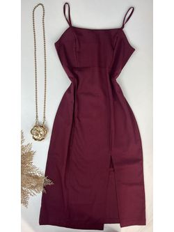 Vestido Mid Linho Cereja