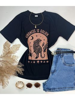 Tshirt Preta Estampada