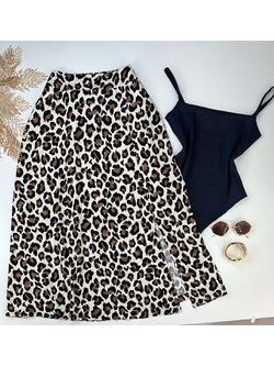 Saia Midi Animal print de Viscolinho