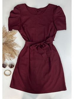 Vestido Curto Linho Cereja