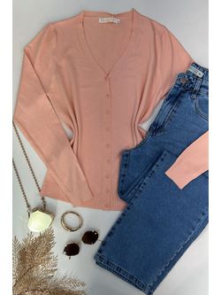 Cardigan Tricot Salmão - LOJA ANDRESSA FREITAS