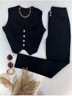 Conjunto Sarja calça skinny e Colete